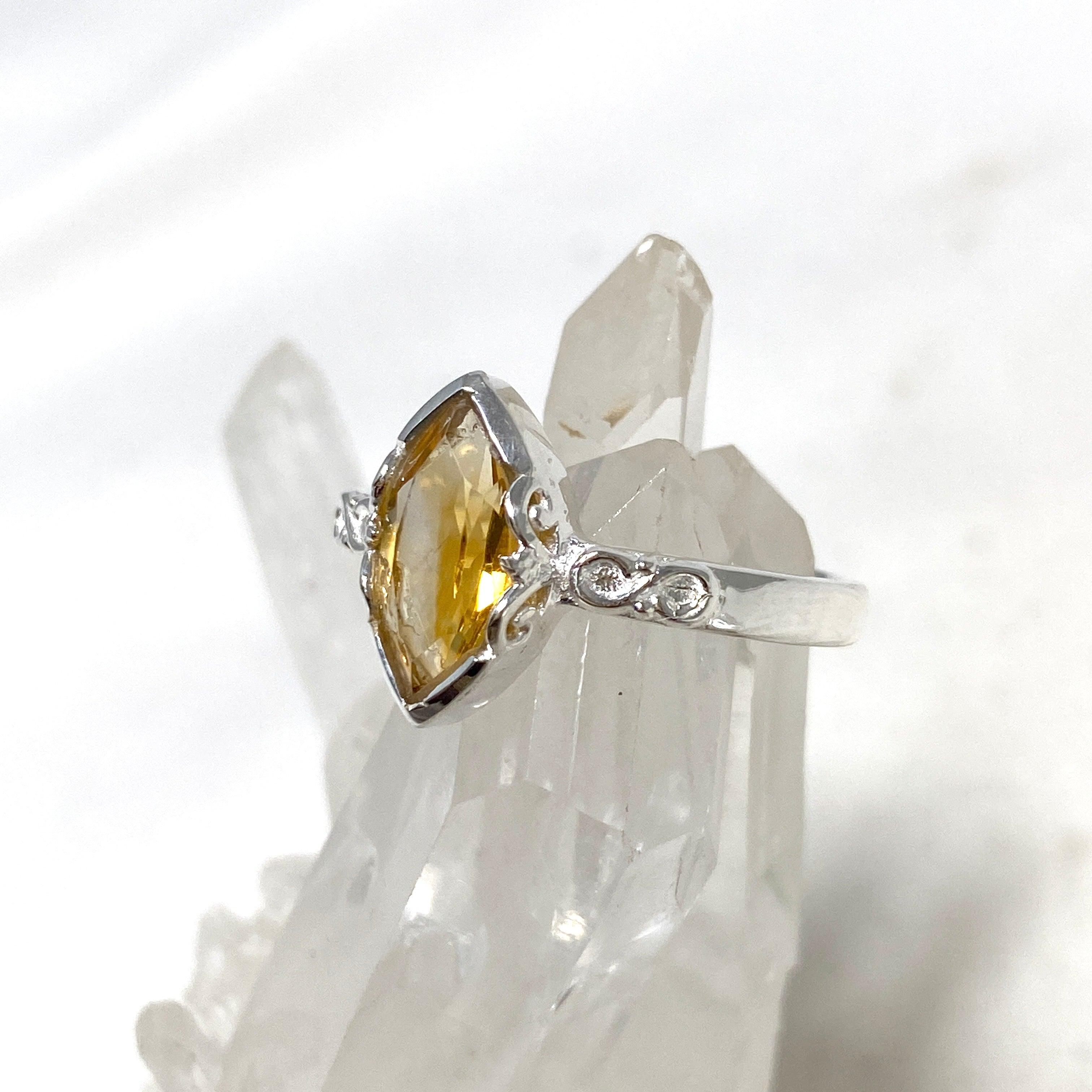 Natural Citrine Marquise Cut Ring - 925 Sterling Silver Jewelry for Women, Elegant Faceted Gemstone Engagement Ring, Perfect for Weddings, Anniversaries & Special Occasions