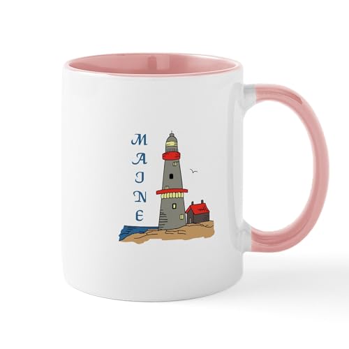 White/Pink Inside - MAINE LIGHTHOUSE Mugs
