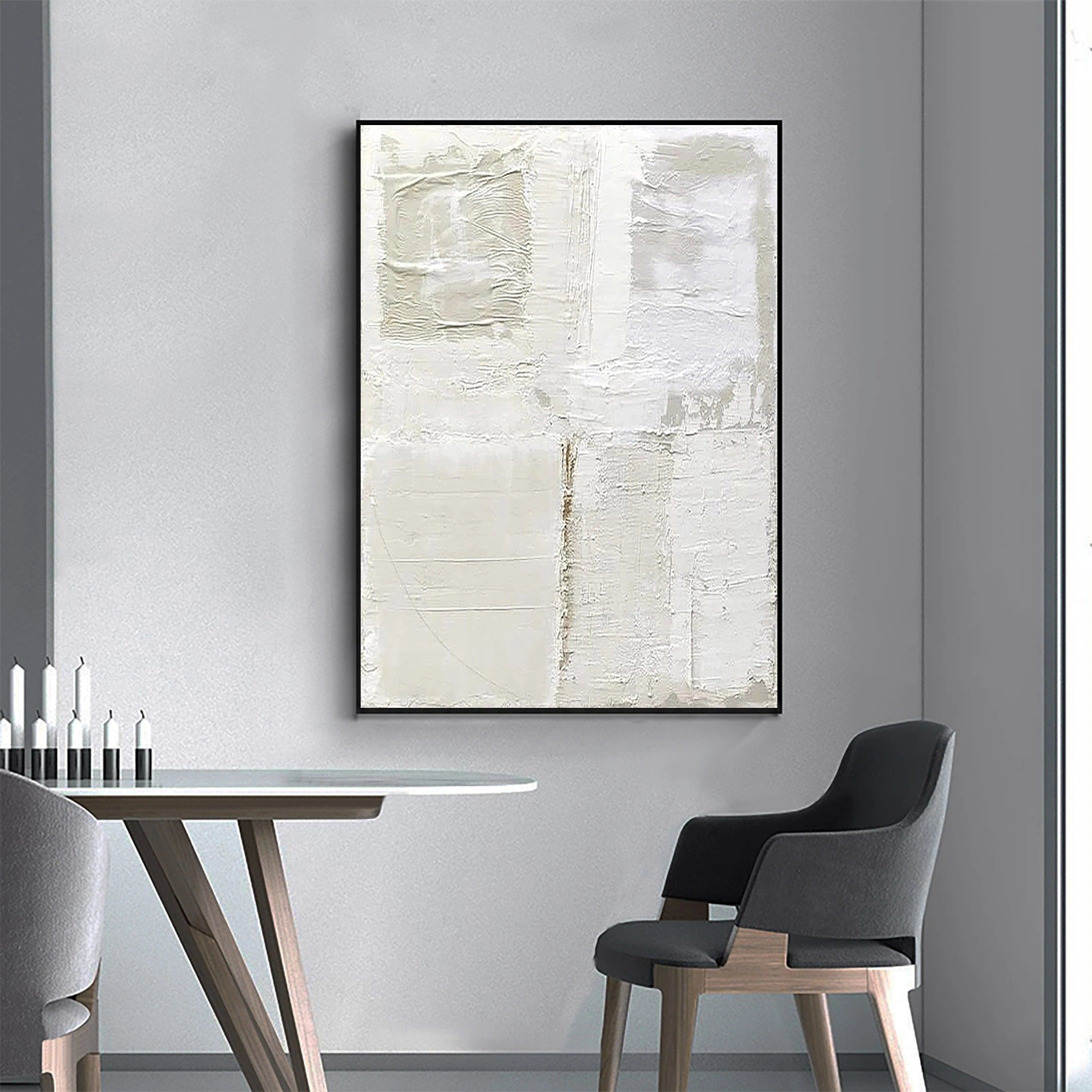 Minimalist Textured Painting Canvas Wall Art - Modern Abstract Vertical Decor for Living Room, Bedroom & Office | #MM021