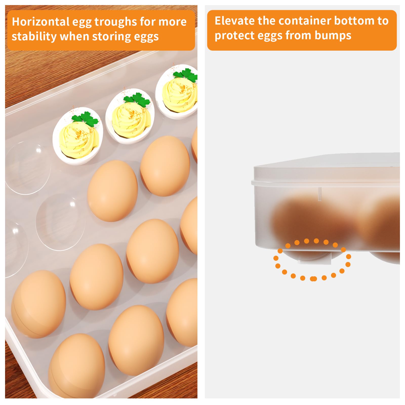 77L Plastic Deviled Egg Containers with Lid (Set of 3) - Stackable Refrigerator Egg Storage for 72 Eggs, Clear Portable Egg Carrier Tray - Perfect for Parties, Picnics, Potlucks & Holiday Gatherings