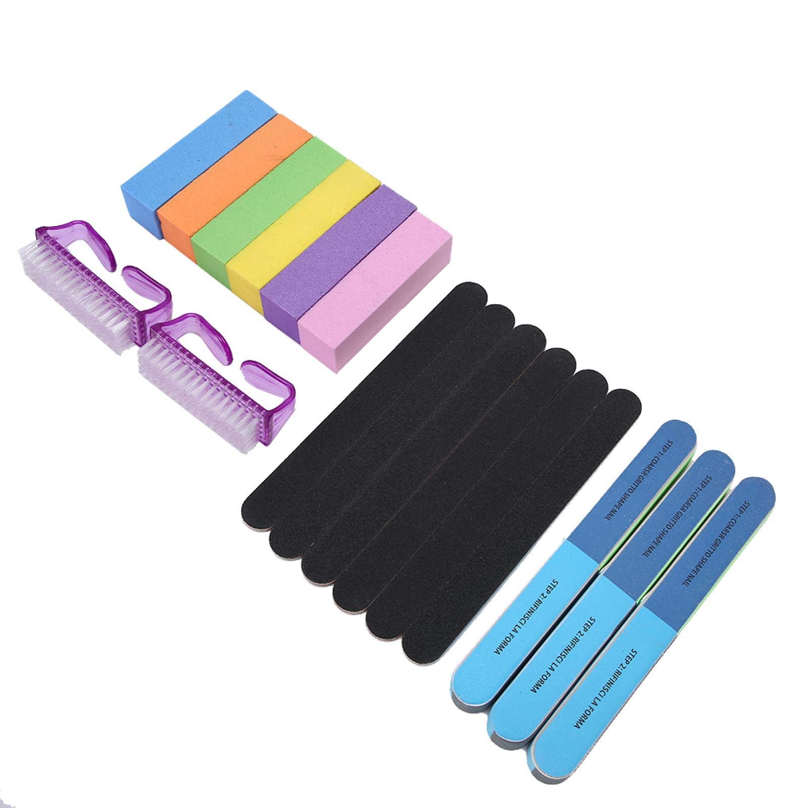 17Pcs Colored Nail Art Grinding Bar Set - Professional Manicure Polishing Tool for Fiberglass & Silk Nails | Perfect for Salon, Home Nail Care & DIY Nail Art Designs
