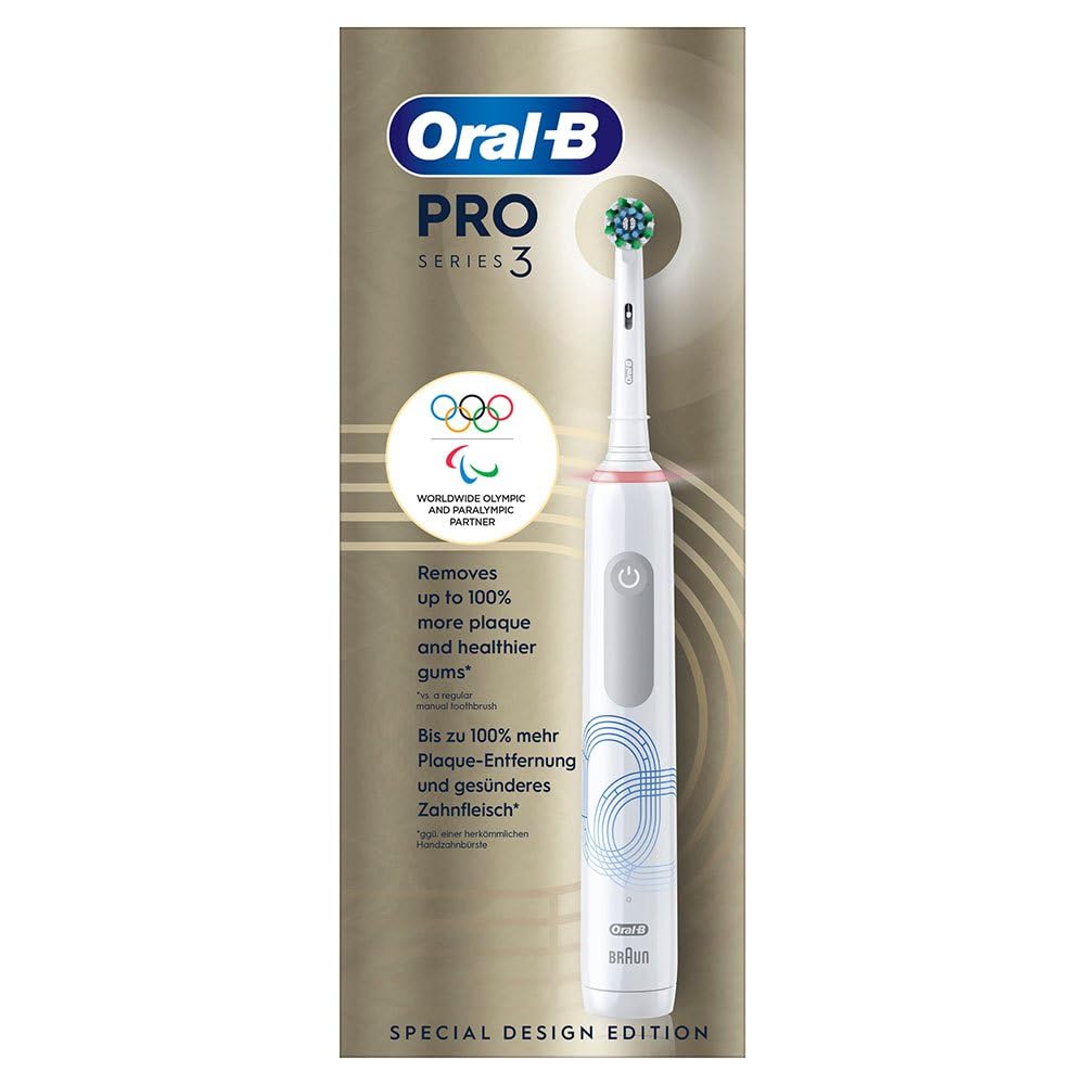 Oral-B Pro Series 3D White Electric Toothbrush - 1 Rechargeable Brush Head, 3 Cleaning Modes, Timer, Plaque Removal for Deep Cleaning - Perfect for Travel & Daily Oral Care