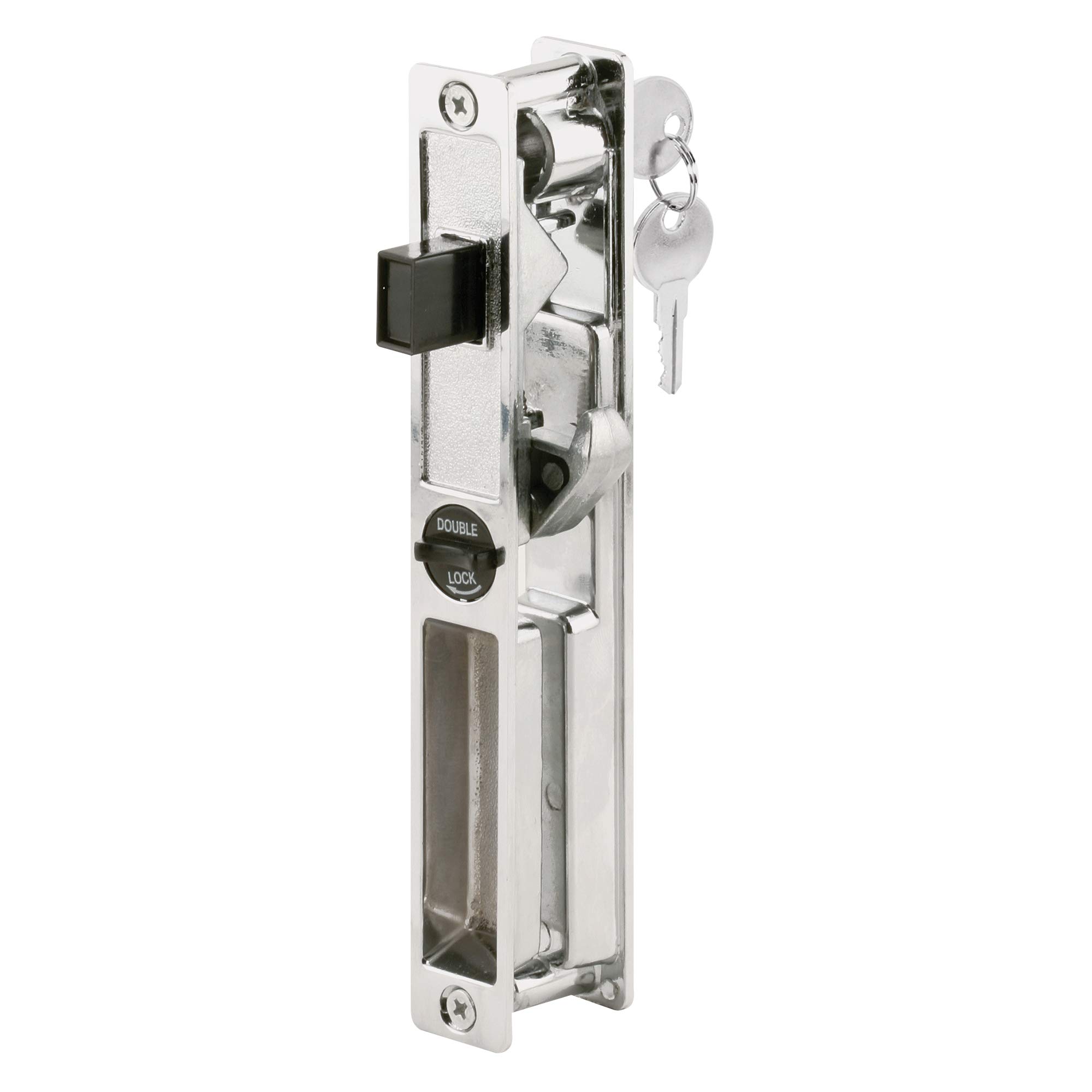 Prime-Line C 1074 Chrome Sliding Door Keyed Handle Set - Diecast Construction, 1-Pack - Perfect for Bedroom Closet, Bathroom & Patio Doors