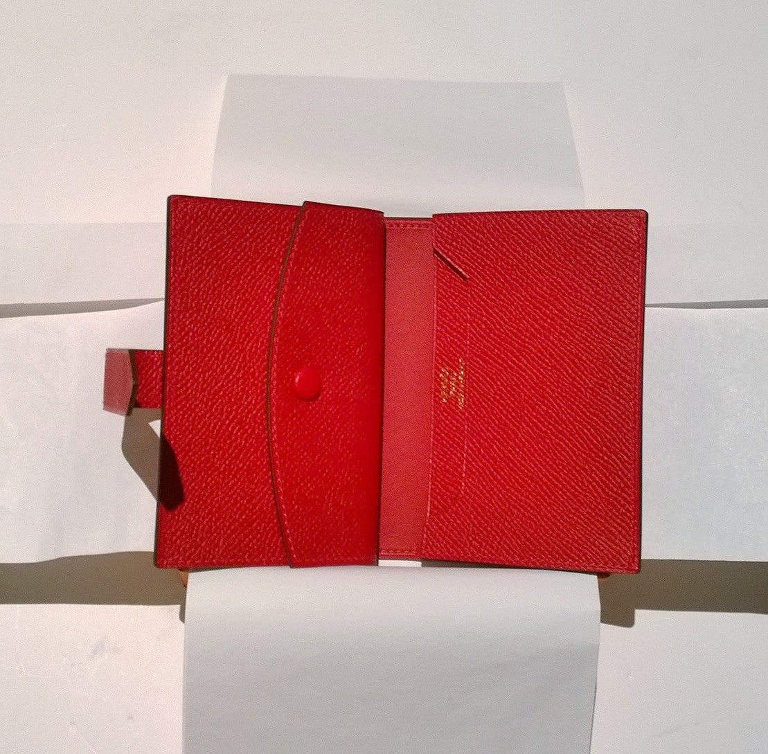 Hermès Bearn Mini Wallet in Casaque Red Epsom Calfskin - Compact Luxury Card Holder for Women - Perfect for Everyday Use, Travel & Special Occasions