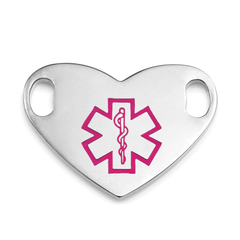 Personalized Stainless Steel Pink Heart Medical ID Bracelet Tag - Free Engraving for Allergies & Emergency Info | Perfect for Kids, Adults & Medical Alert Jewelry