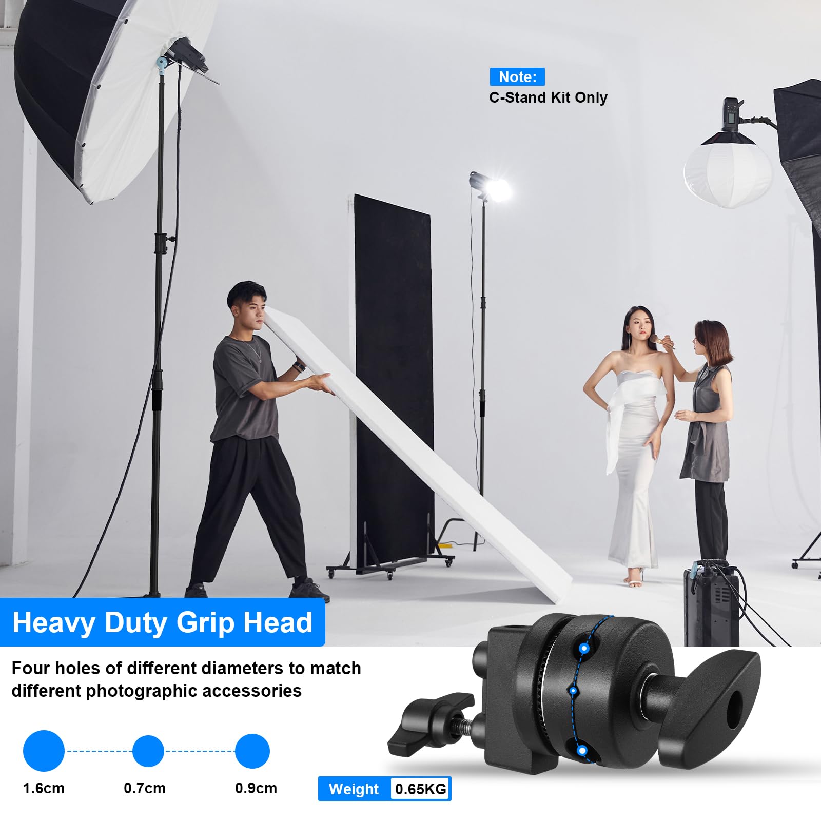 Heavy Duty C Stand with Boom Arm - Black Stainless Steel Adjustable Photography Light Stand with Grip Head & Sand Bag for Studio Lighting, Overhead Shooting, Reflectors, Softboxes, Umbrellas - Perfect for Professional Photography, Videography, and Film Production