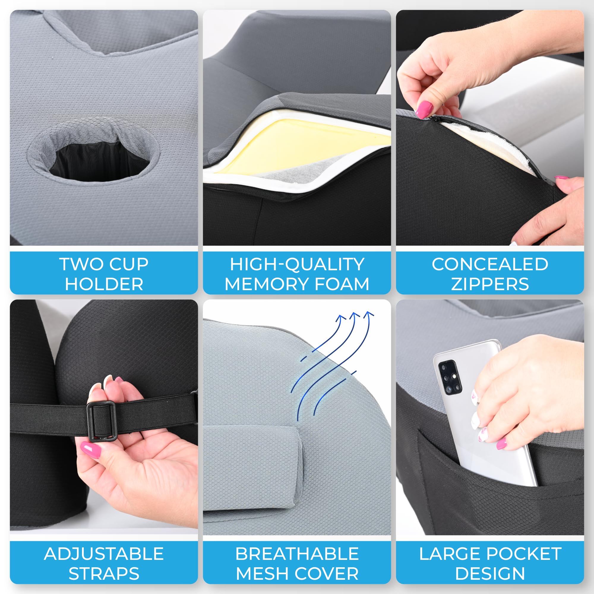 SOULE Memory Foam Reading Pillow - Multi-Purpose Support for Back, Neck & Lumbar | Perfect for Reading, Gaming, Working on Bed/Couch | Compatible with Laptop, iPad, Nintendo Switch | Home Office & Relaxation Essential