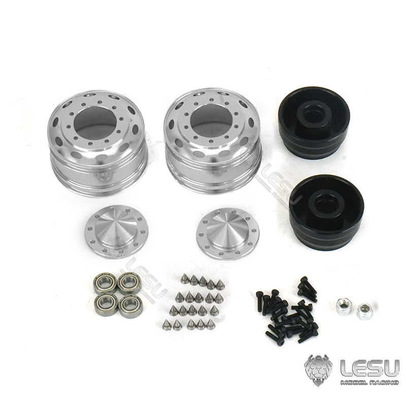 LESU Unpowered/Powered Bearing Hexagon Brake Metal Front Wheel Hub with Rubber Tires - DIY Replacement Part for 1/14 Tamiya RC Tractor Truck Models - Perfect for RC Vehicle Repair & Custom Build Projects