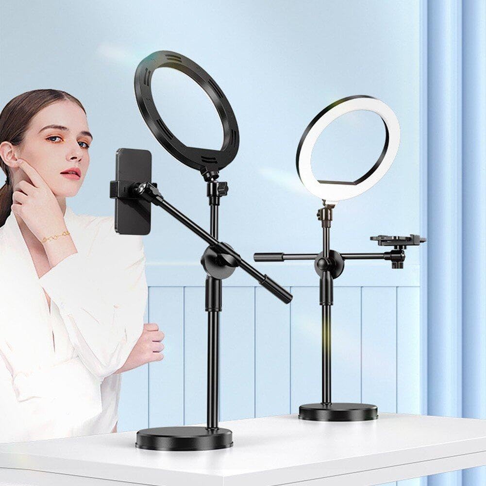 HiyyFloy Adjustable 360° Rotating Phone Mount with Light - Overhead Phone Stand for Cooking, Filming, Live Streaming & Video Recording - Perfect for YouTube, TikTok & Social Media Content Creation