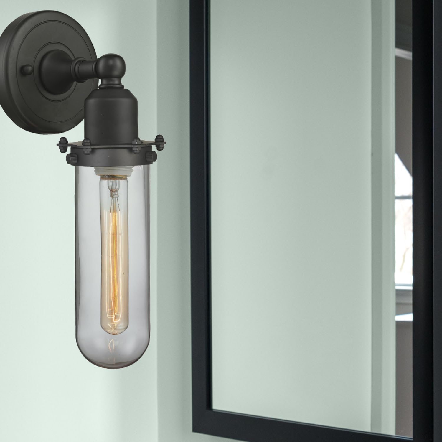 Innovations 900-1W-PC-CE228-PC-CL Centri 1 Light Wall Sconce - Modern Polished Chrome Finish for Bedroom, Hallway & Living Room Lighting - Part of The Austere Collection