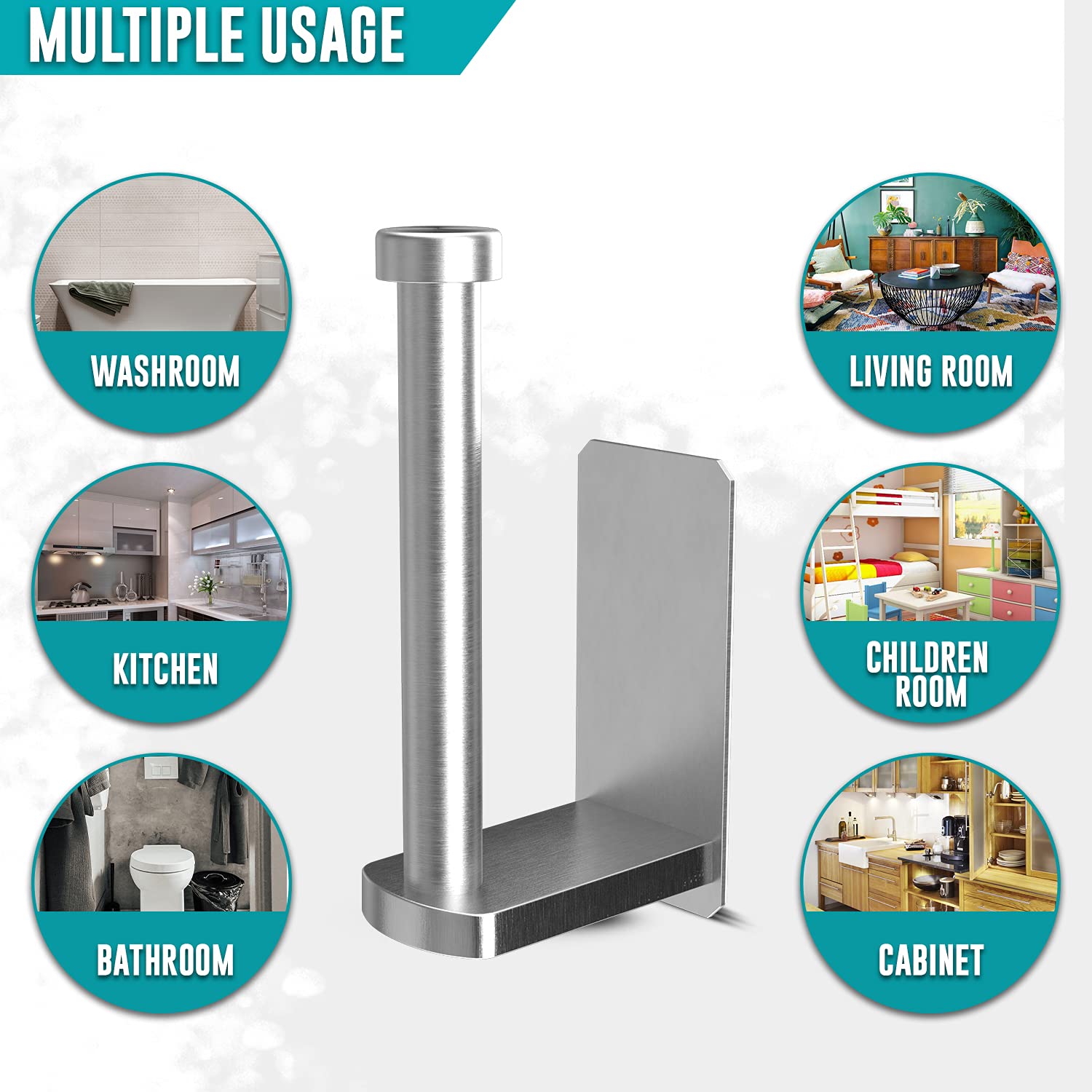 Stainless Steel Wall Mount Toilet Paper Holder - No Drill Self Adhesive Bathroom & Kitchen Toilet Roll Holder - Waterproof Rust-Resistant - Perfect for Small Spaces, Apartments, RVs and Modern Home Decor