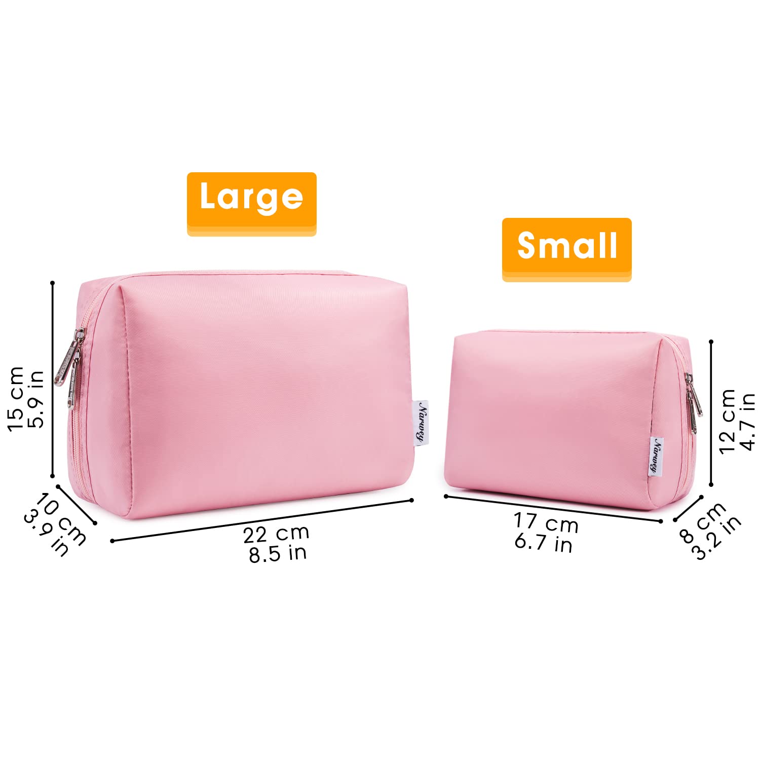 Narwey Pink Makeup Bag for Women - Large Travel Cosmetic Organizer for Toiletries & Beauty Essentials