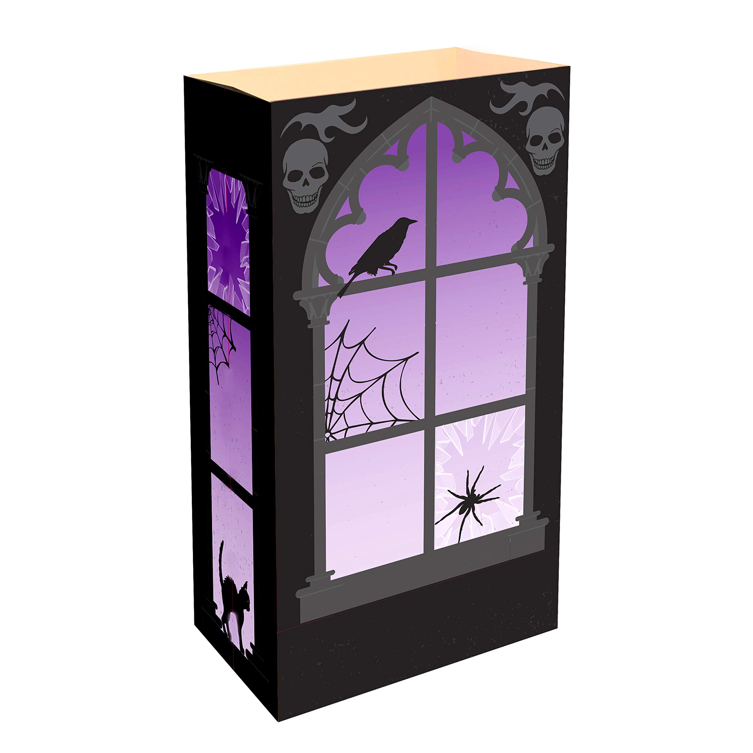 LumaBase Paper Luminaria Bags - Set of 24 Halloween Decorations for Windows, Porch & Yard | Spooky Glowing Lanterns for Trick-or-Treating & Haunted House Parties
