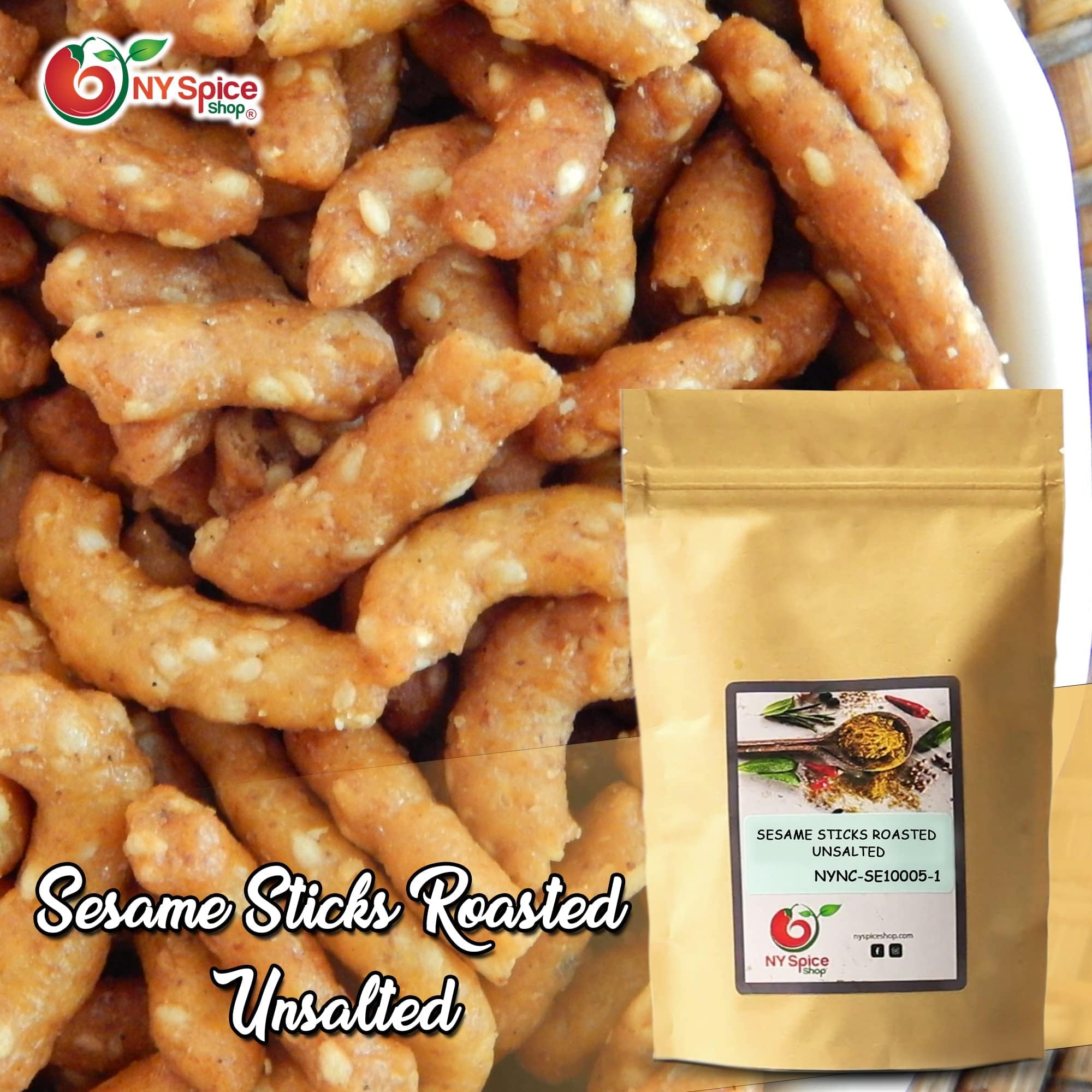 Honey Roasted Sesame Sticks Snacks - 1 Pound Bulk Gourmet Sesame Seed Treats - Crunchy & Fresh NY Spice Shop Specialty - Perfect for Office Snacking, Afternoon Energy Boost & Healthy On-the-Go Treats