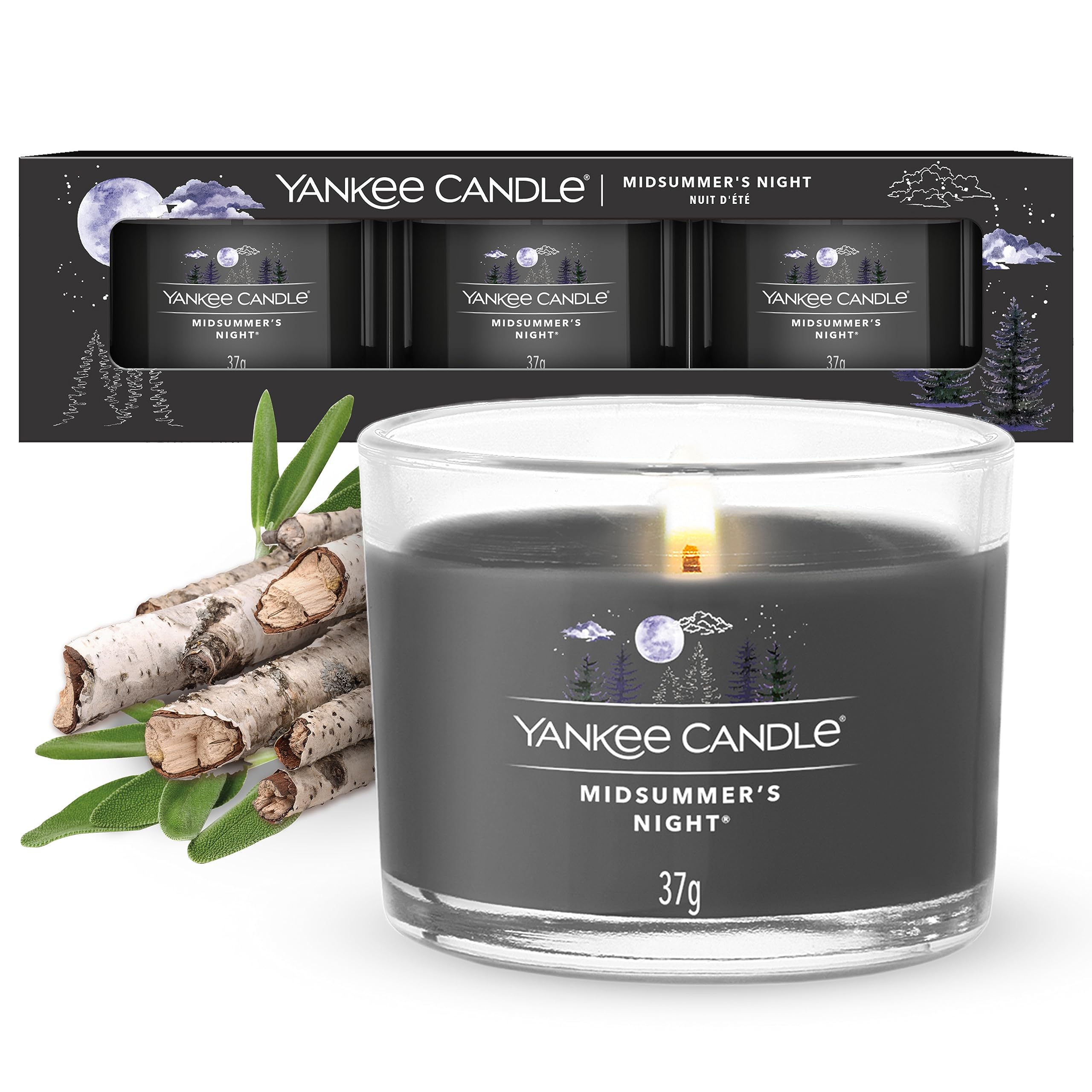 Yankee Candle Midsummer's Night Scented Soy Wax Candles Gift Set - Aromatic Home Decor for Relaxation, Romantic Dinners & Spa Nights