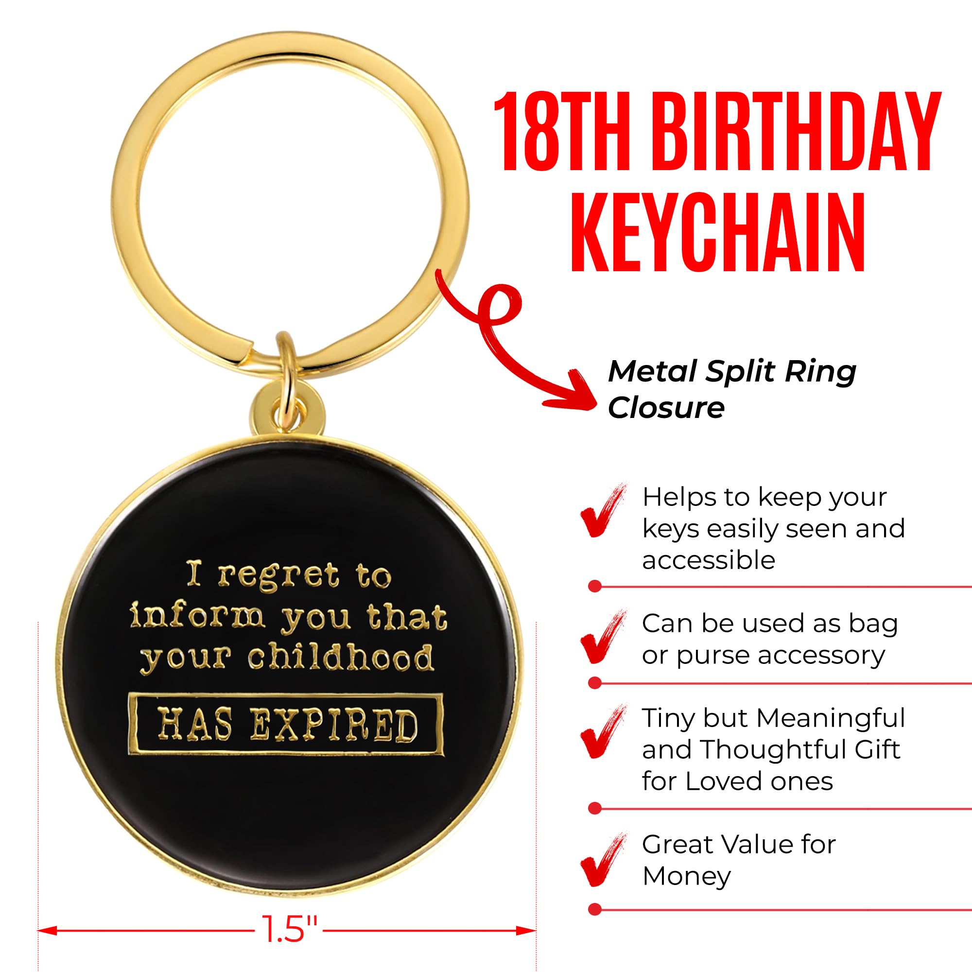 18th Birthday Keychain - Personalized Gift for 18 Year Old Boys & Girls - Unique 18th Birthday Present for Son, Daughter, Teen - Funny 18th Bday Keepsake - Perfect for Graduation, Milestone Celebrations & Special Memories