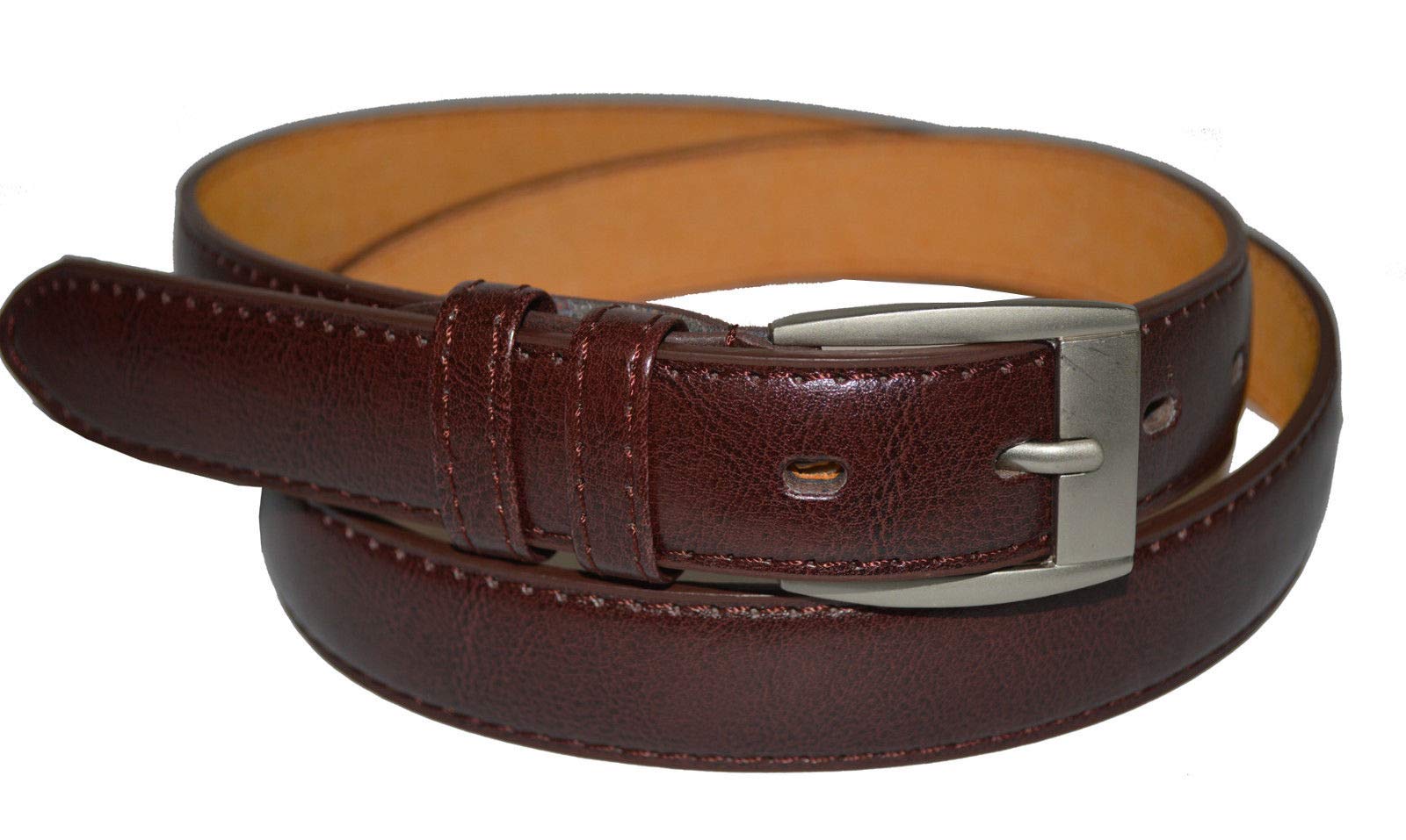 Men's Casual Brown Leather Dress Belt with Buckle - Stylish & Durable for Office, Business & Formal Occasions