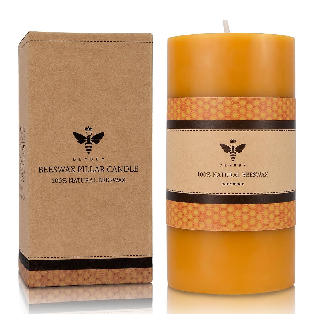 Natural Beeswax Pillar Candle - Large 3x6 Inch Yellow Raw Beeswax Candles for Home, Spa, Yoga, Meditation & Relaxation - Eco-Friendly Handmade Candles for Aromatherapy & Stress Relief