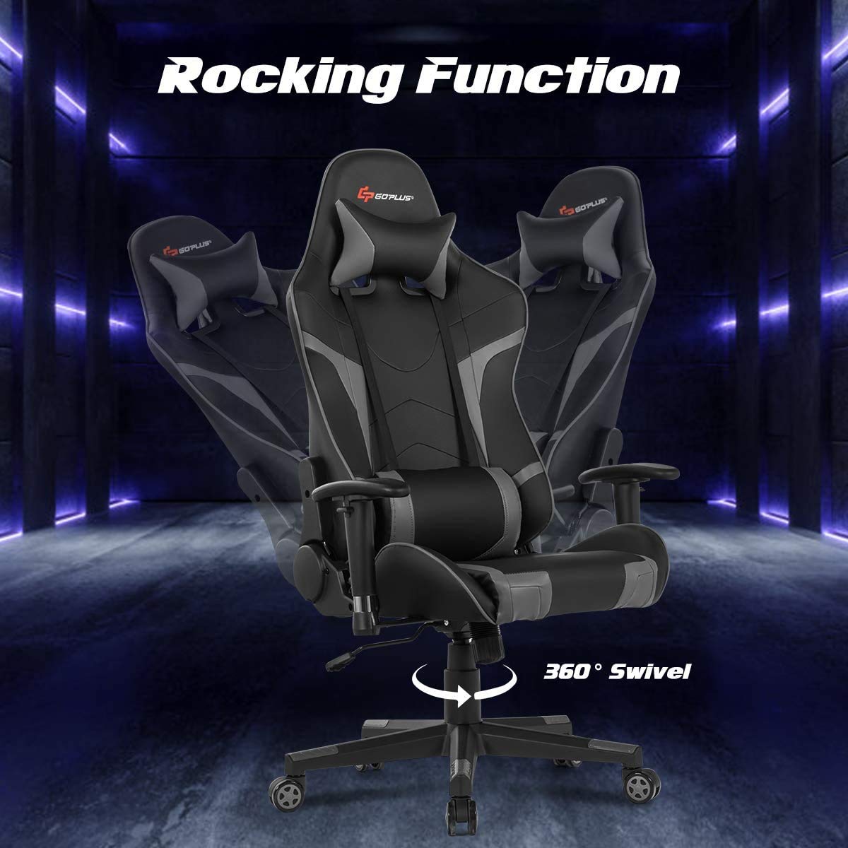 Ergonomic Gaming Chair with Massage - High Back PU Leather Office Computer Racing Chair, Adjustable Arms & Headrest, Reclining & Swivel for Home & Office Use - Perfect for Gaming, Work & Relaxation