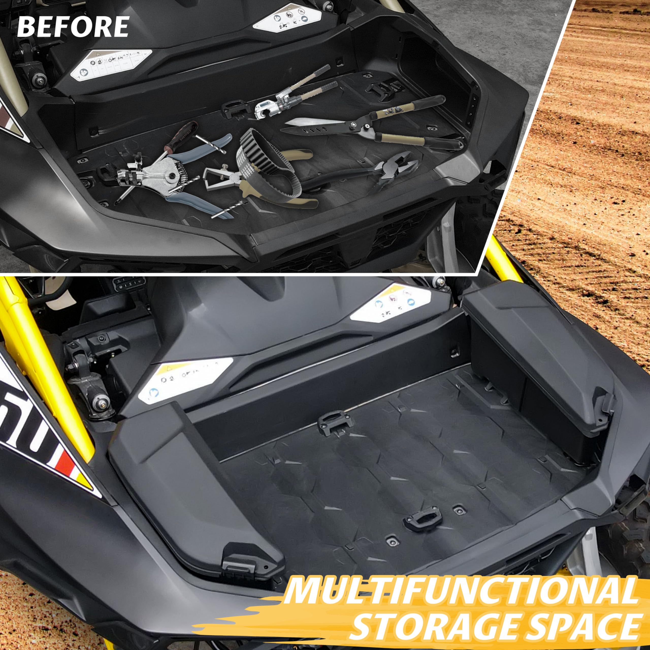 SAUTVS UTV Rear 13.5L Side Cargo Storage Boxes for Can-Am Maverick R & Maverick R MAX X RS (2024+ Models) - Water Resistant Poly Tool Box Accessories (2PCS, Replaces #715007372) - Perfect for Off-Road Gear Organization & Outdoor Adventures