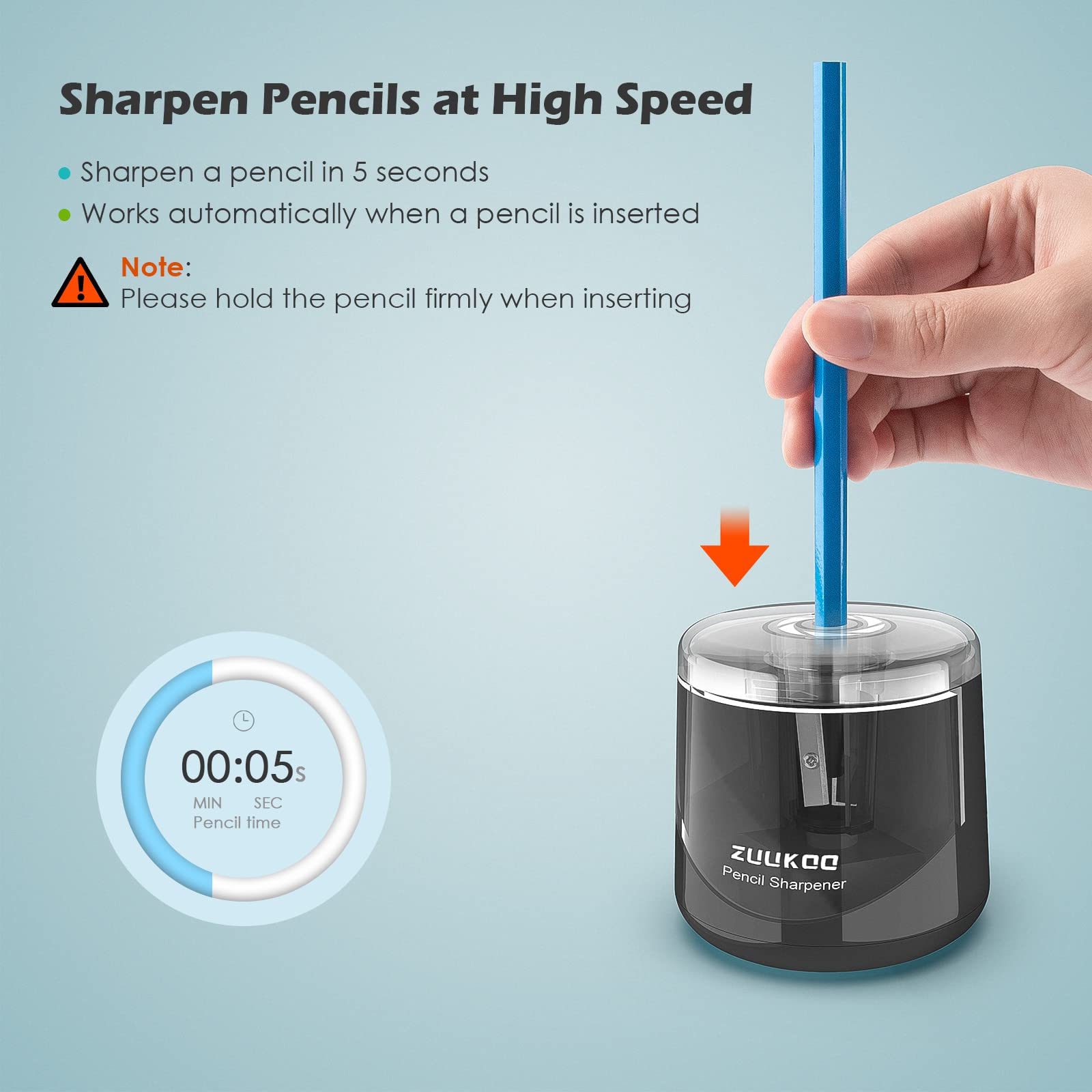 Zuukoo Electric Pencil Sharpener - Battery Powered for Kids & Artists - Home & School Use