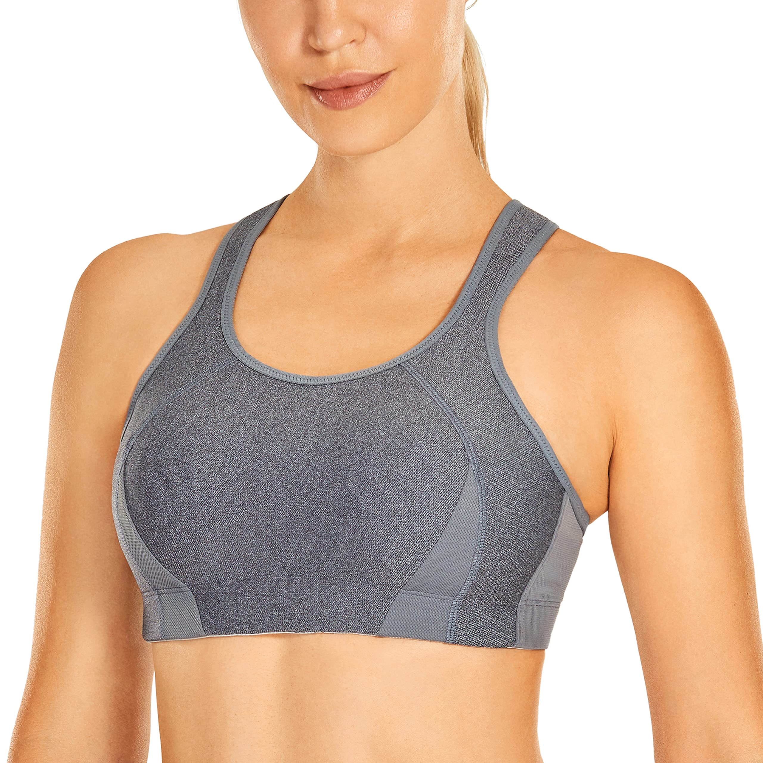 SYROKAN Women's High Impact Sports Bra - Full Coverage, Wireless, Padded, Bounce Control - Plus Size Workout Bras for Running, Gym & Yoga