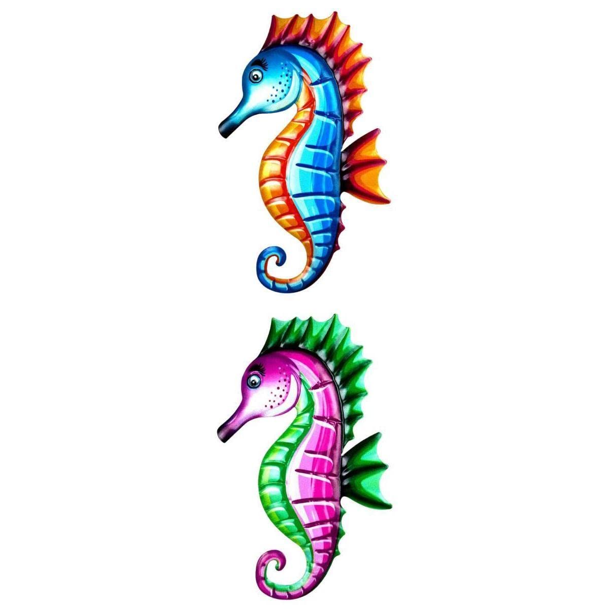 Homyl 2-Piece Seahorse Wall Art Decor Set - Coastal Home Decor for Kitchen, Garden, Patio & Outdoor Spaces | Nautical Themed Wall Hanging for Beach House & Bathroom Decor
