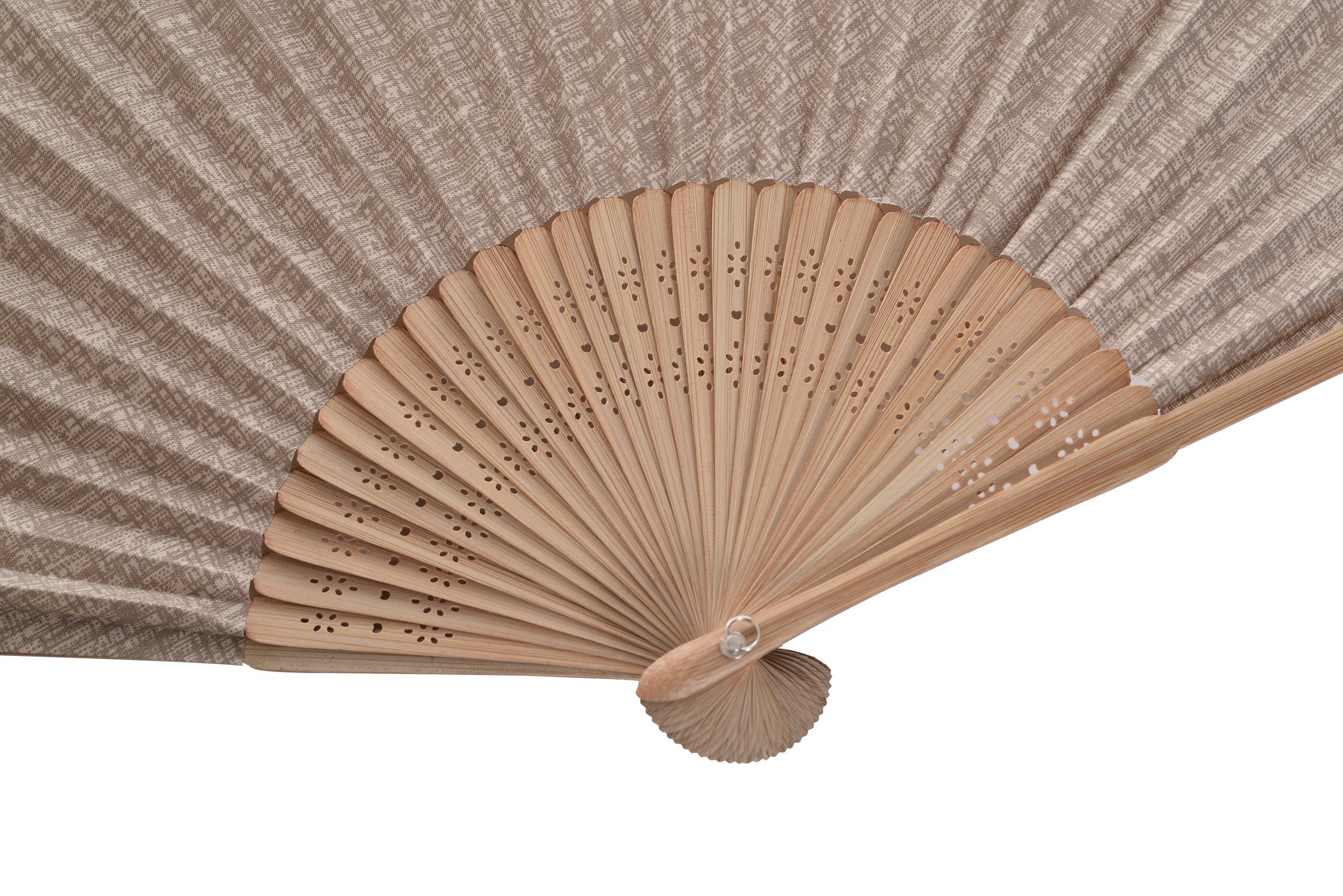 Elegant Printed Fabric Hand Fan - Coffee Design | Portable Cooling Fan for Outdoor, Travel & Home Use