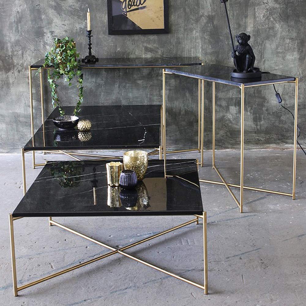 X-Design Slim Narrow Console Table - Gold Metal Frame with Marble Top - Entryway Accent Table, Sofa Side Table, Hallway Table for Living Room, Bedroom, Porch & Doorway - Perfect for Small Spaces & Home Decor