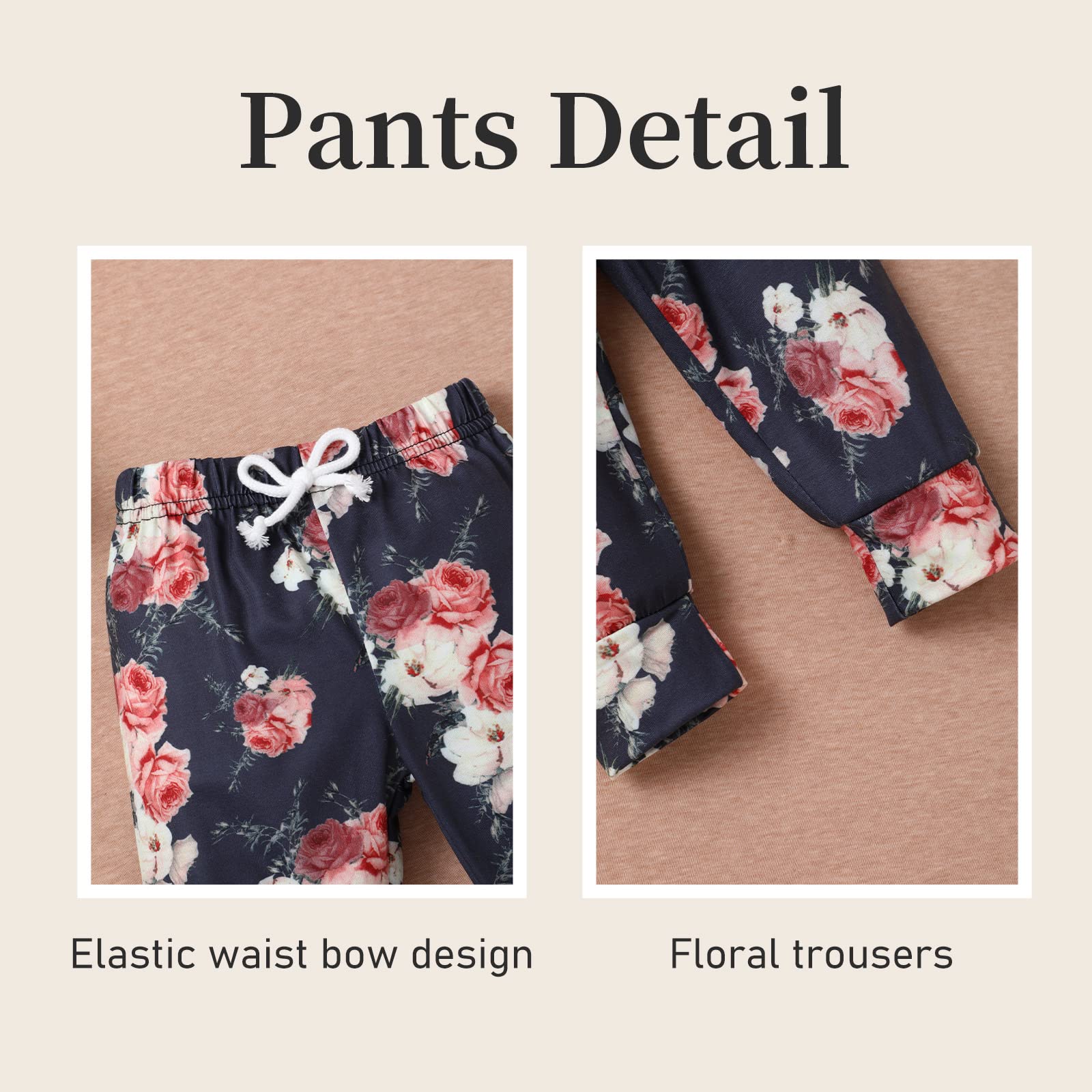 Adorable Baby Girl Outfit Set - Soft Long Sleeve Sweatshirt & Floral Print Pants | Toddler Fall Clothes for Playdates, Family Photos & Seasonal Comfort