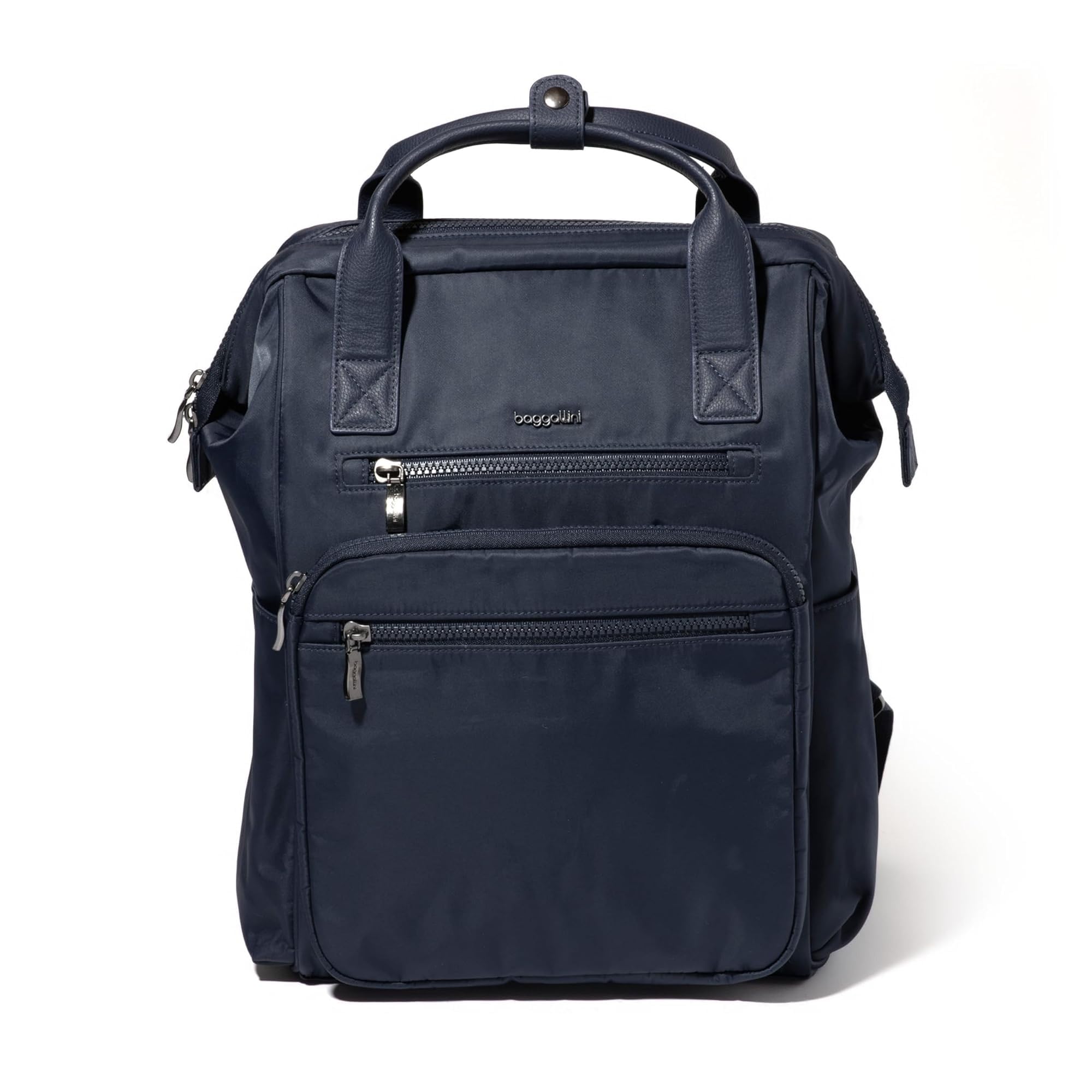 Baggallini Chelsea Laptop Backpack for Women - Lightweight Water-Resistant Work Bag with USB Charging Port - Perfect for Office, Travel & College (French Navy Twill)