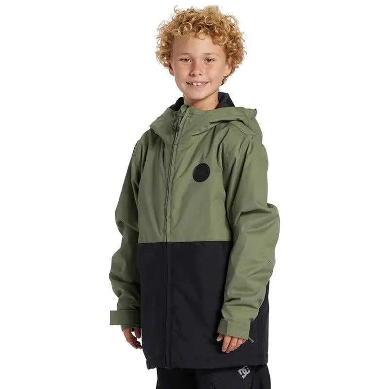 DC Snow Basis Print Kids' Camouflage Snow Jacket - Green & Black - Winter Outdoor Activities, Skiing, Snowboarding