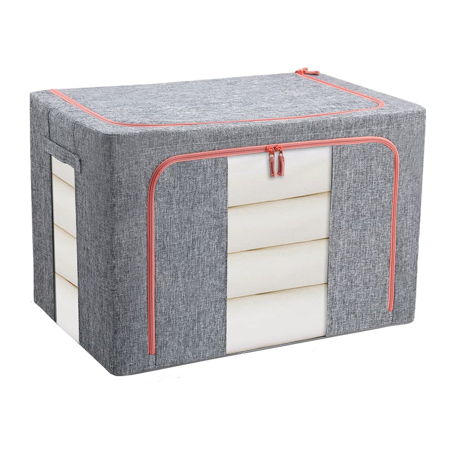 100L Large Cloth Storage Box - Foldable Closet Organizer with Handles for Clothes, Blankets & Seasonal Items | Space-Saving Wardrobe Storage Solution in Grey | Perfect for Bedroom, Closet & Travel Organization