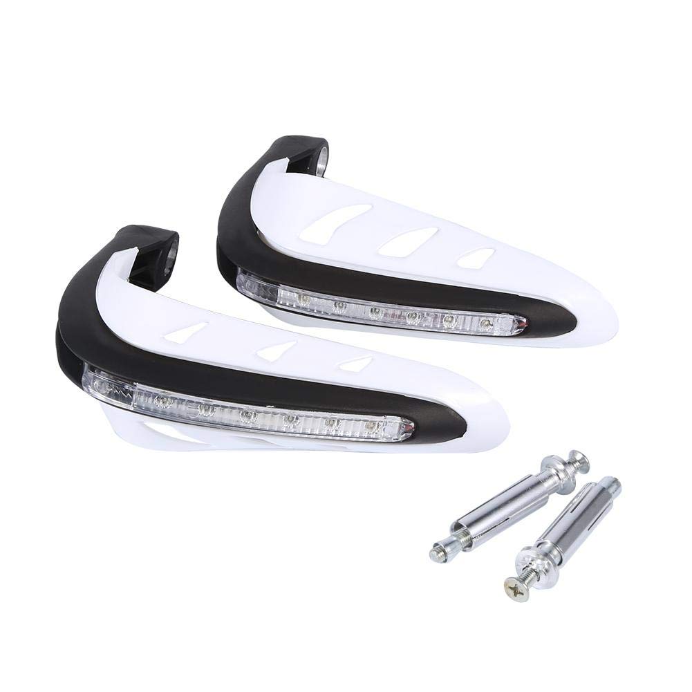 Universal Motorcycle Hand Guards with LED Light - White for Off-Road & Street Riding