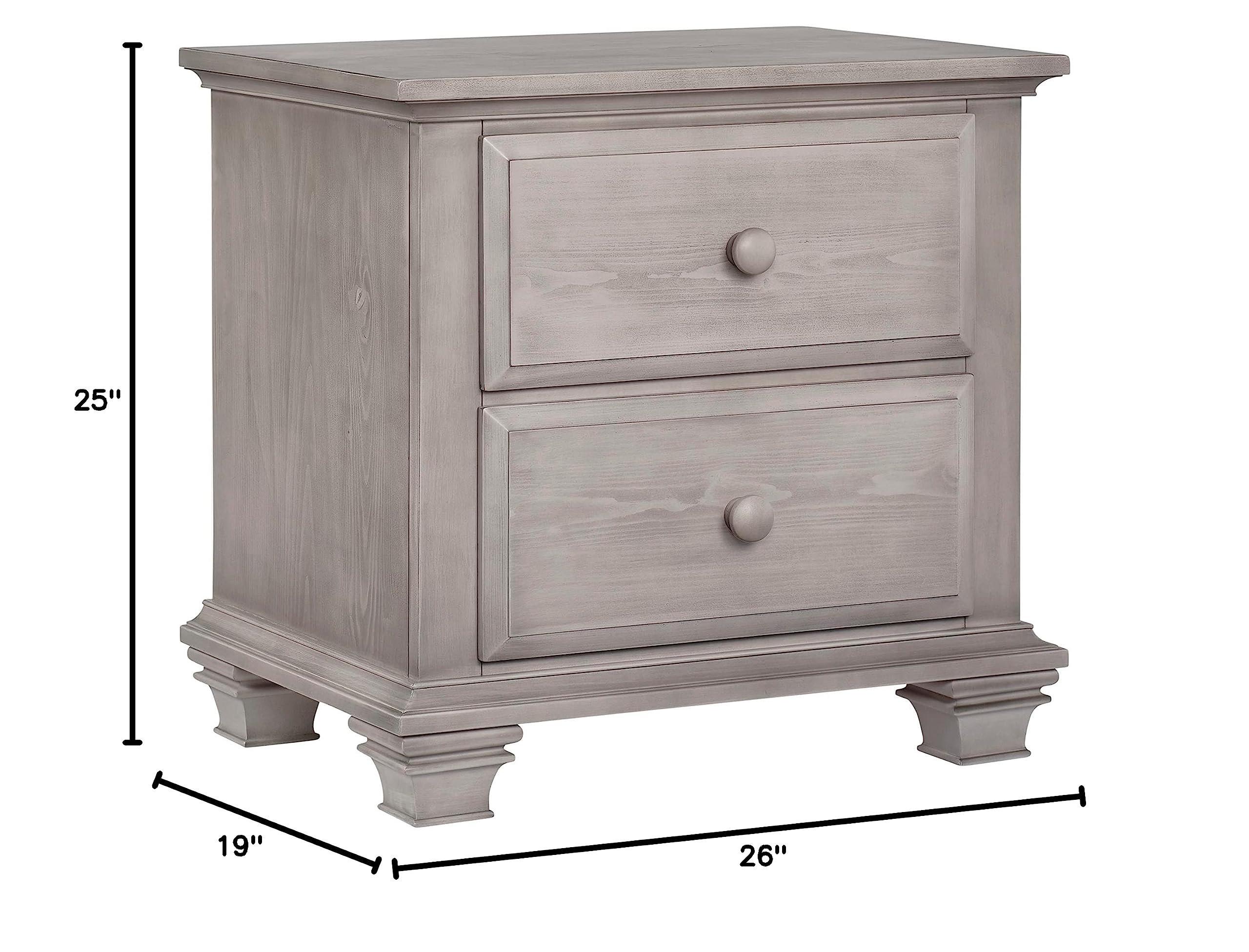 Oxford Baby Kenilworth 2-Drawer Nightstand - Stone Wash Finish | Compact Bedside Table for Nursery, Kids Room & Small Spaces
