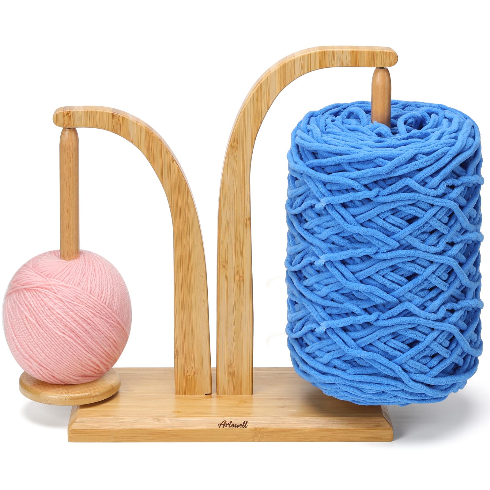 Artowell Wooden Yarn Holder with 2 Spindles - Premium Yarn Spinner for Knitting & Crocheting - Bamboo Wool Storage Organizer - Perfect Gift for Knitting Enthusiasts - Ideal for Home Crafting, DIY Projects & Yarn Management