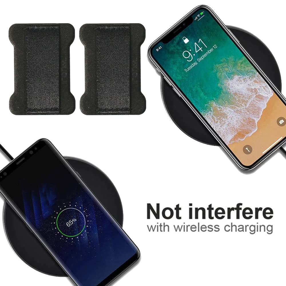 WOJI 2-Pack Slim Finger Grip Strap Holder for Smartphones - Universal Phone Strap with Finger Loop for Secure Grip - Compatible with iPhone, Samsung & Most Phones - Perfect for Selfies, Gaming & One-Handed Use (Black)