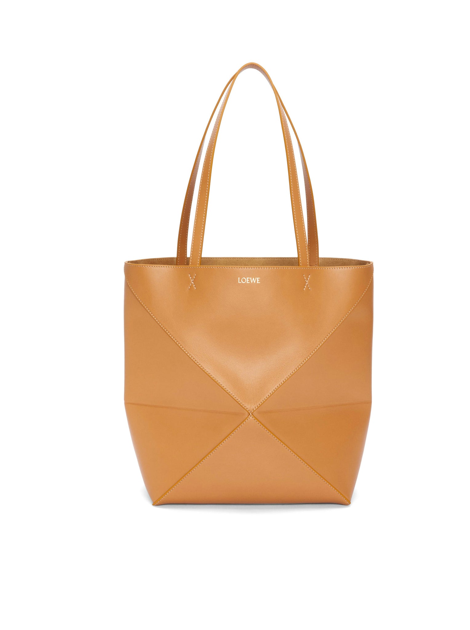 Stylish Puzzle Fold Tote Bag in Shiny Calfskin Leather - Perfect for Work, Travel & Everyday Use