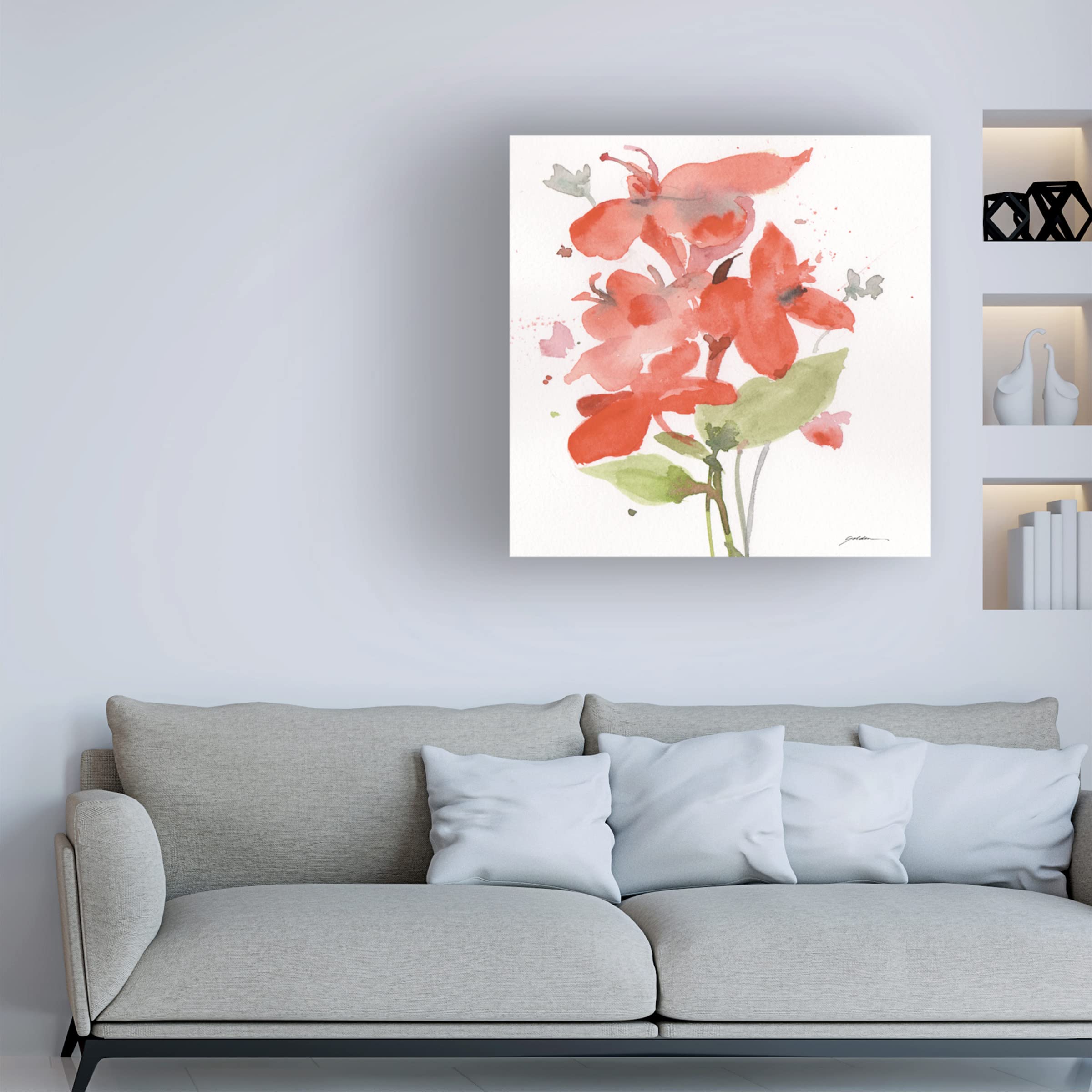 Trademark Fine Art 'Canna, After Georgia' Canvas Wall Art Print by Sheila Golden - Vibrant Floral Painting for Living Room, Bedroom & Office Decor