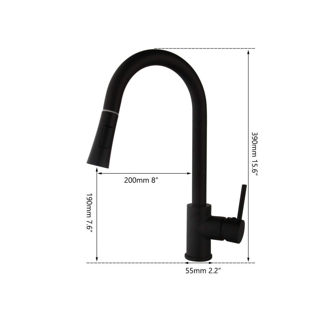 Premium Black Swivel Kitchen Faucet with Pull-Out Sprayer - Solid Brass Construction, 360° Rotation, Matte Finish - Perfect for Modern Kitchens, Cooking & Dishwashing