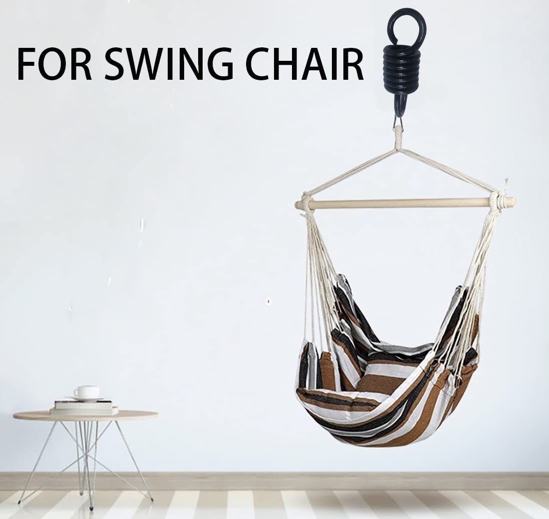 Heavy Duty Black Spring Hammock Chair - Supports Up to 1000lbs - Perfect for Porch Swings, Hanging Chairs & Punching Bags - Ideal for Outdoor Relaxation & Home Gym Workouts