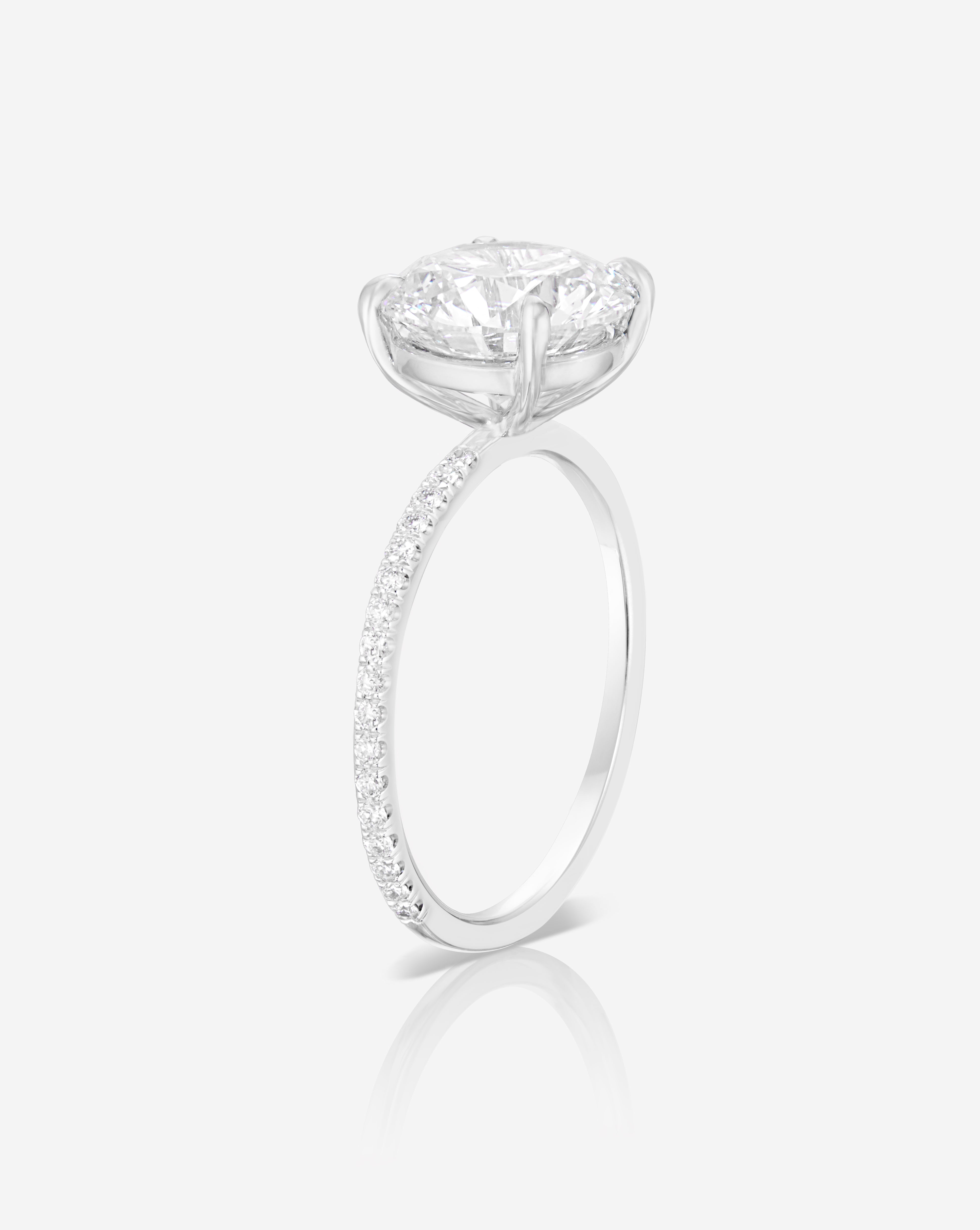 4.01 Carat Lab Grown Diamond Round Brilliant Cut Whisper Thin® Pavé Engagement Ring - Perfect for Proposals, Anniversaries & Special Occasions