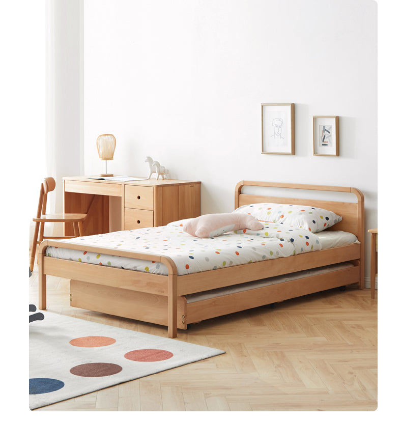 Solid Beech Wood Space-Saving Bunk Bed with Guardrails - Sturdy Twin Over Twin Loft Bed for Kids & Teens - Perfect for Small Bedrooms, Guest Rooms & Dormitories