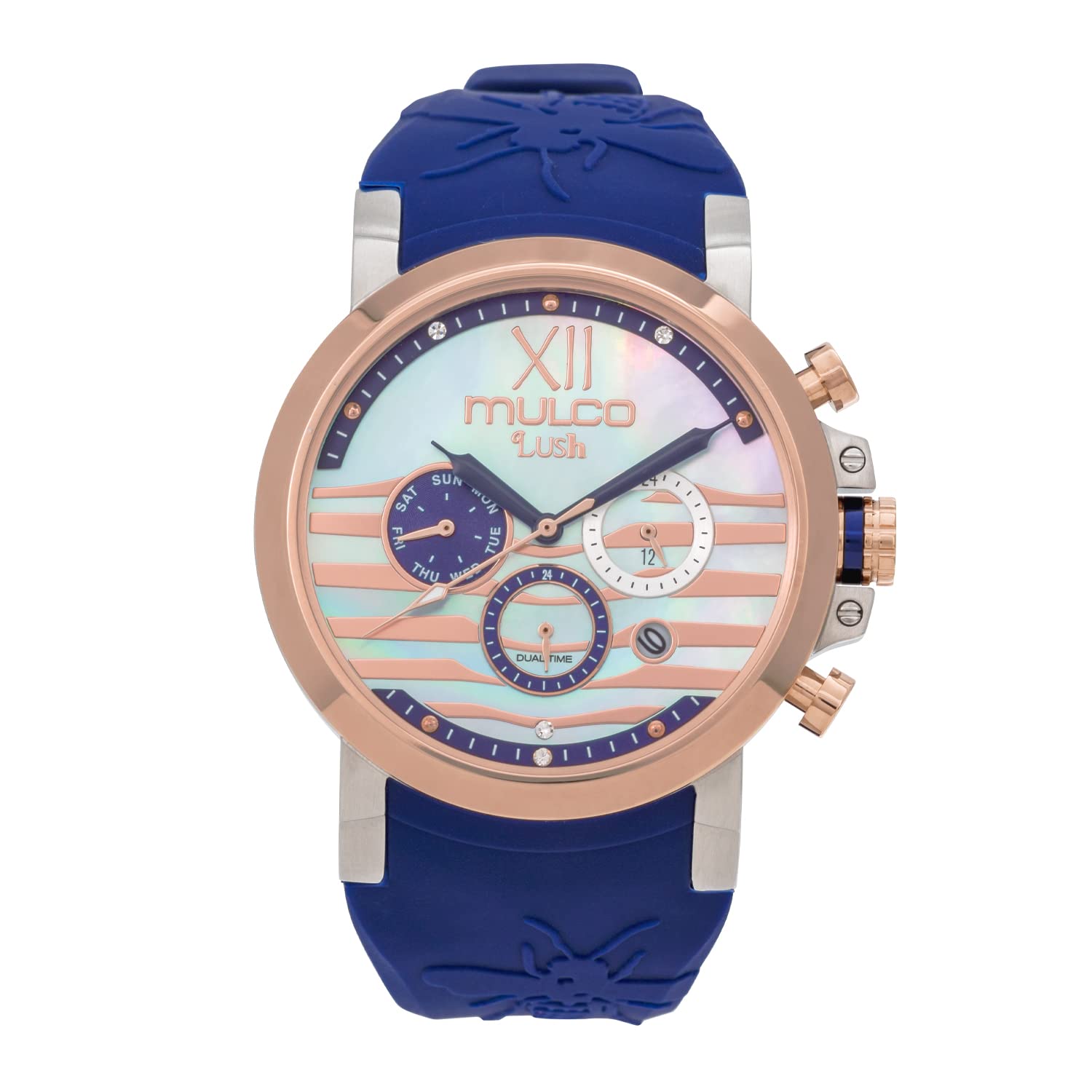 Luxury MULCO Lush Women's Stainless Steel Watch with Quartz Analog Movement, Swarovski Crystals & Silicone Band - Scratch-Resistant Mineral Glass, Water Resistant - Perfect for Business, Parties & Everyday Wear