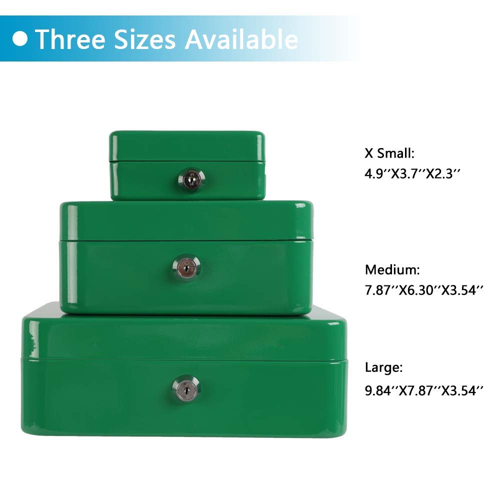 XYDLED Combination Lock Cash Box with Removable Money Tray - Medium 7.87