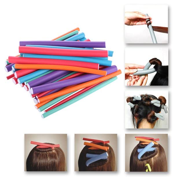 Nyamah Soft Foam Twist Flexi Rods Hair Curler Set - 6 PCS Multicolor Hair Rollers for DIY Styling, Curling Sticks for Natural Waves & Curls - Perfect for Home, Salon, and Travel Hair Care