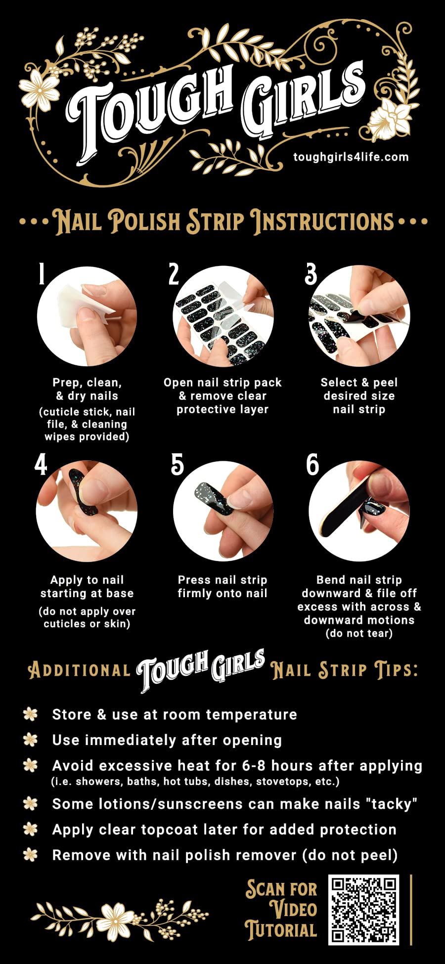 TOUGH GIRLS | 20 Premium Gel Nail Polish Strips Kit with Application Tools - No UV/LED Lamp Needed (Christmas Holiday Collection) - Perfect for DIY Manicures, Parties & Gift Giving