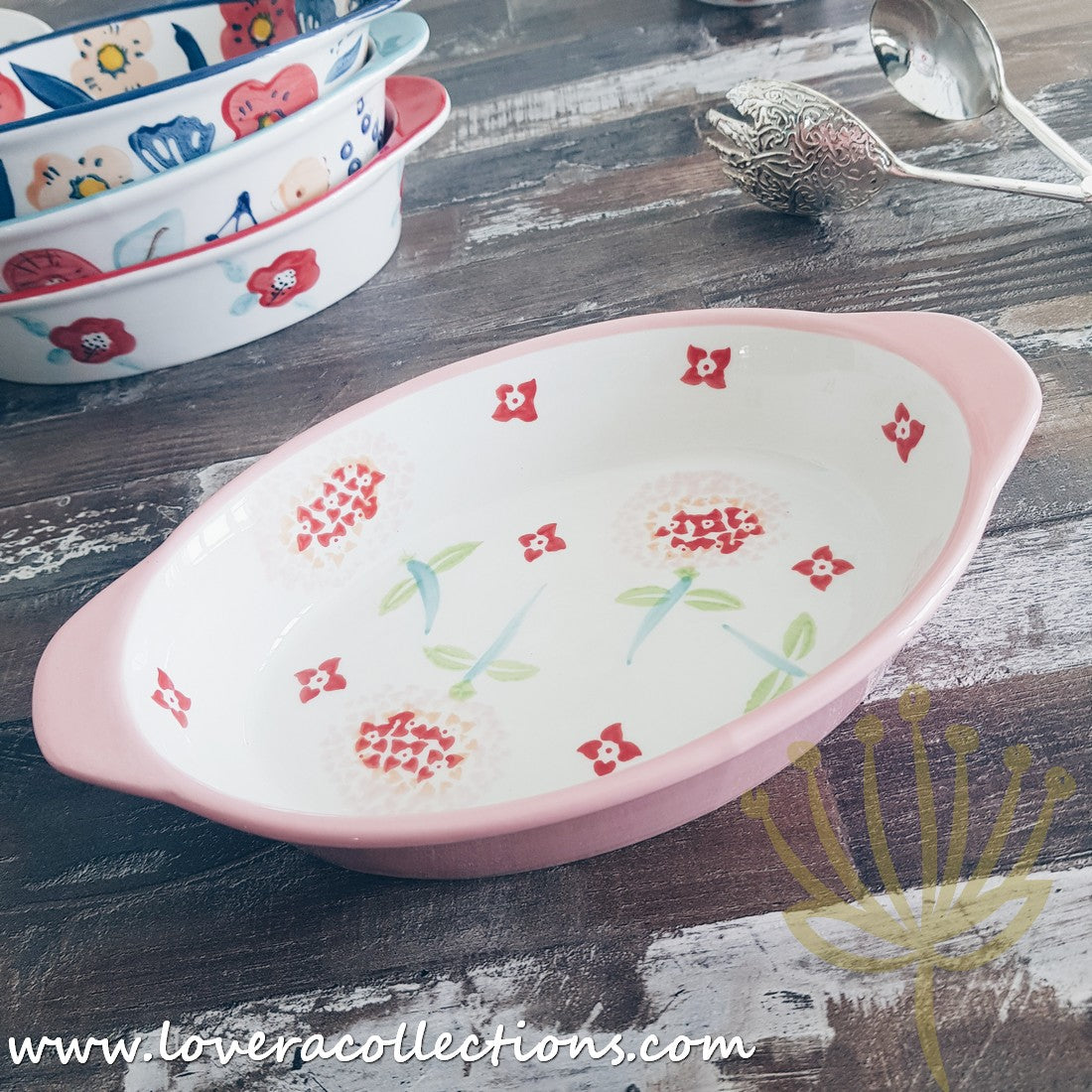 Handmade Pink Blossom Oval Ceramic Baking Dish - 12 Inch Porcelain Casserole Pan for Oven, Microwave & Dishwasher | Perfect for Casseroles, Lasagna, Desserts & Holiday Baking