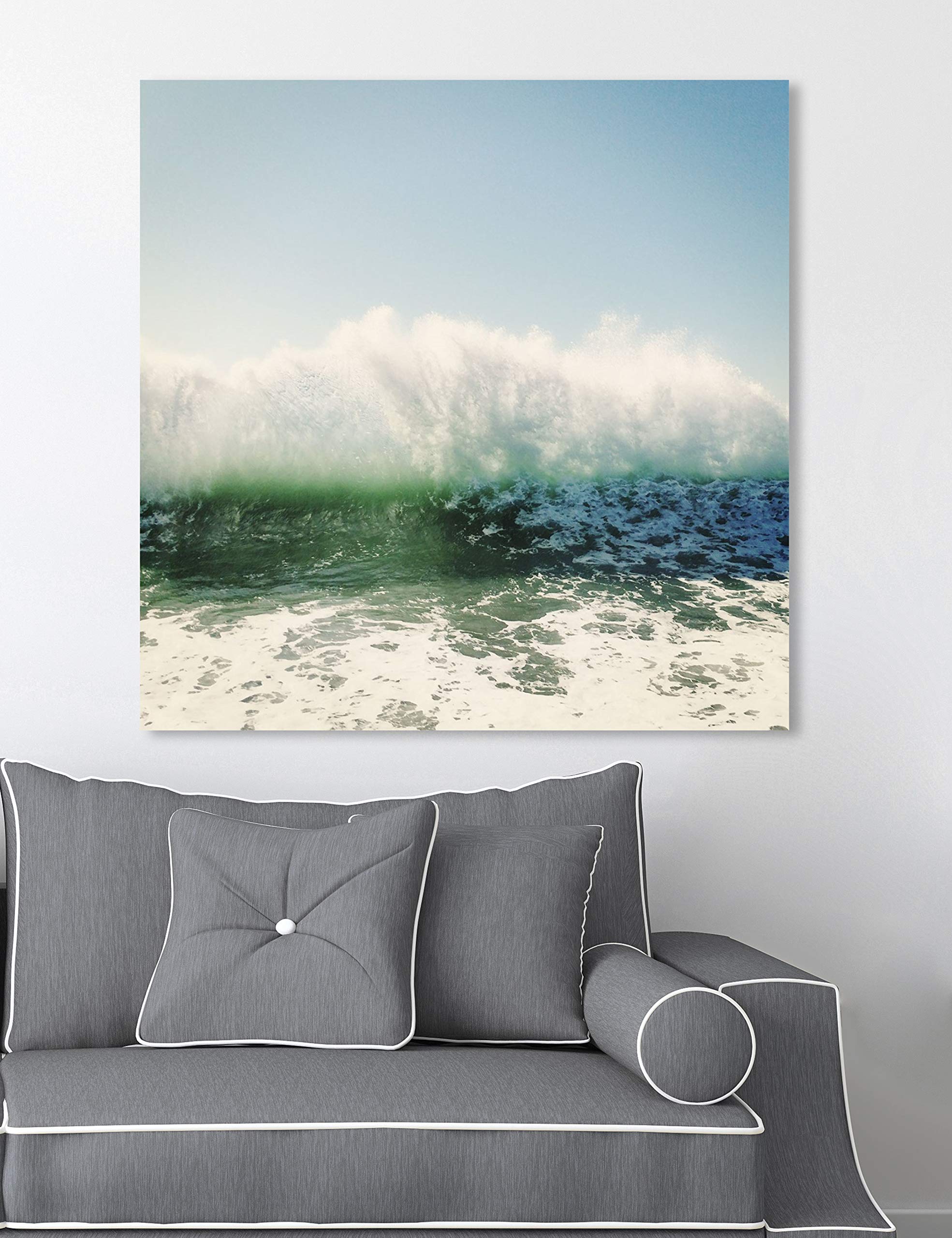 Oliver Gal Coastal Wall Art Canvas Print - 'Foam' Nautical Home Decor 24x24 Inches, Blue and Green Seascape Painting - Perfect for Beach House, Living Room or Office Wall Decor