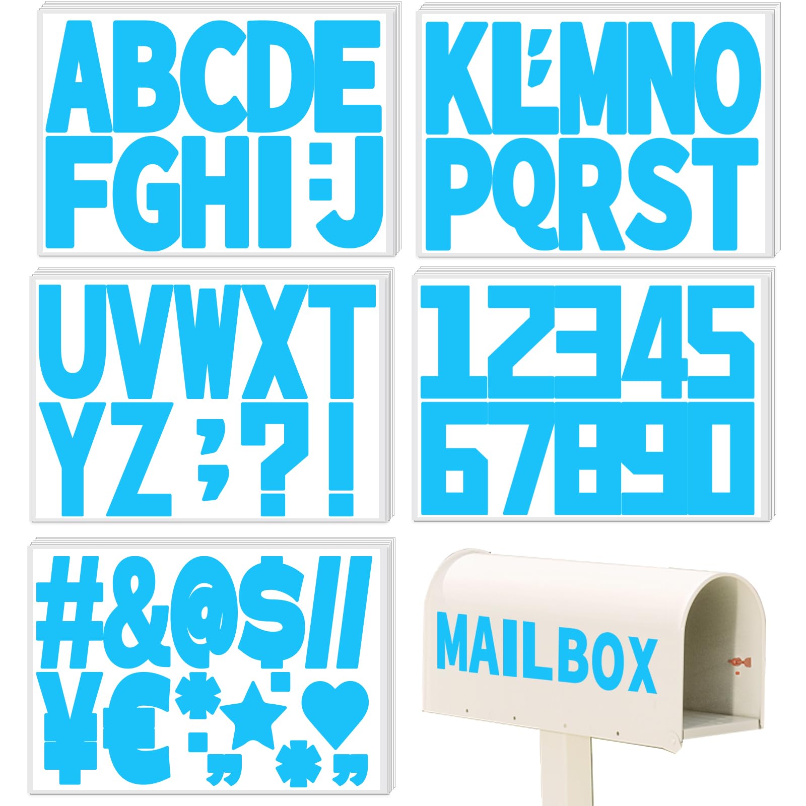 Starboling 3 Inch Blue Alphabet Stickers - 40 Sheets Self-Adhesive Vinyl Letter Stickers for Mailbox Numbers, Bulletin Boards, Classroom & Home Decor - Perfect for DIY Projects, Scrapbooking & Organizing